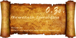 Ohrenstein Zseraldina névjegykártya
